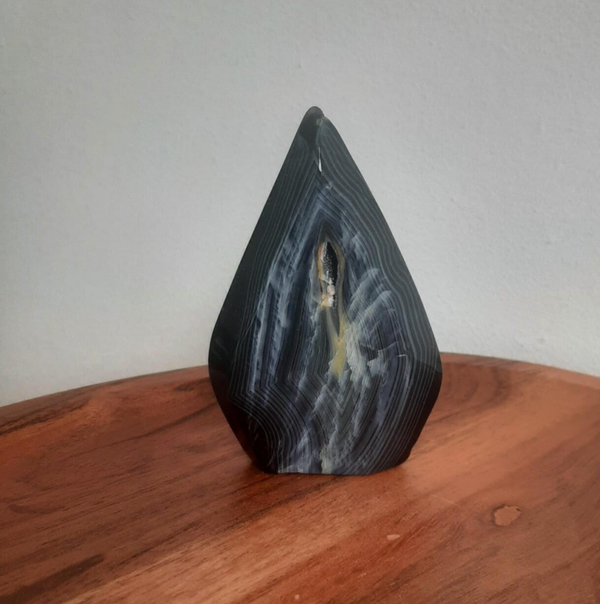 Agaat Zwart Druzy Vlam 8 cm Uniek