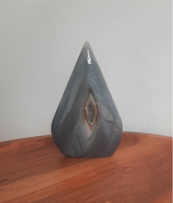 Agaat Zwart Druzy Vlam 8.5 cm Uniek