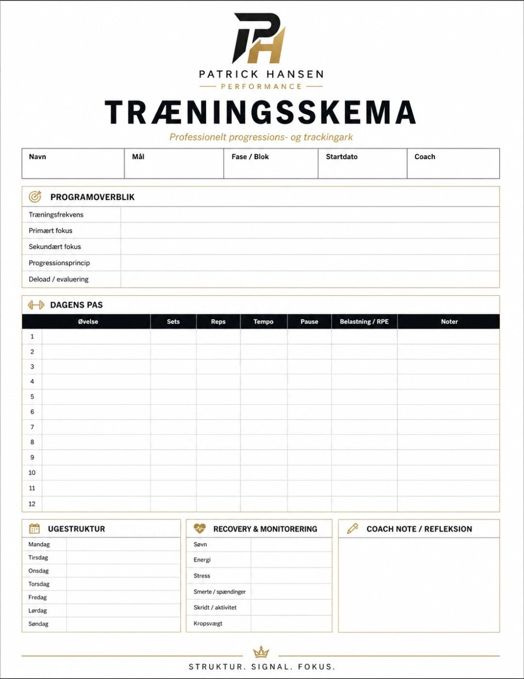 Gratis træningsskema