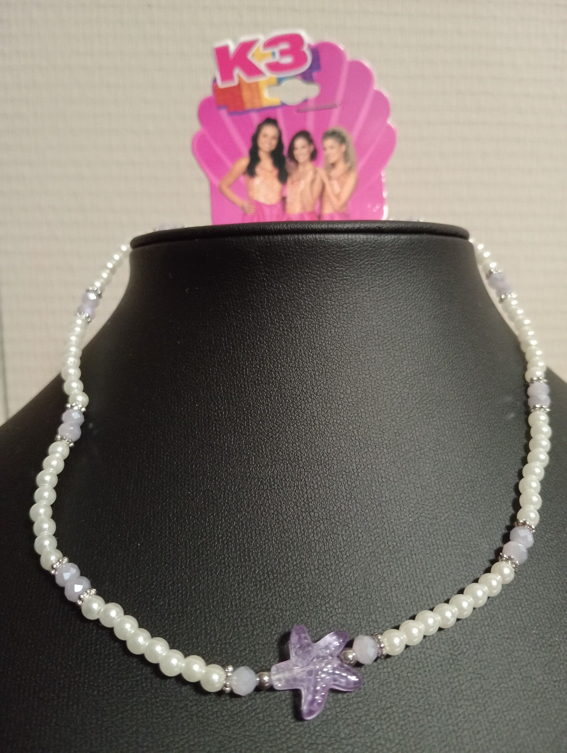 K3 Ketting met wit, paarse ster