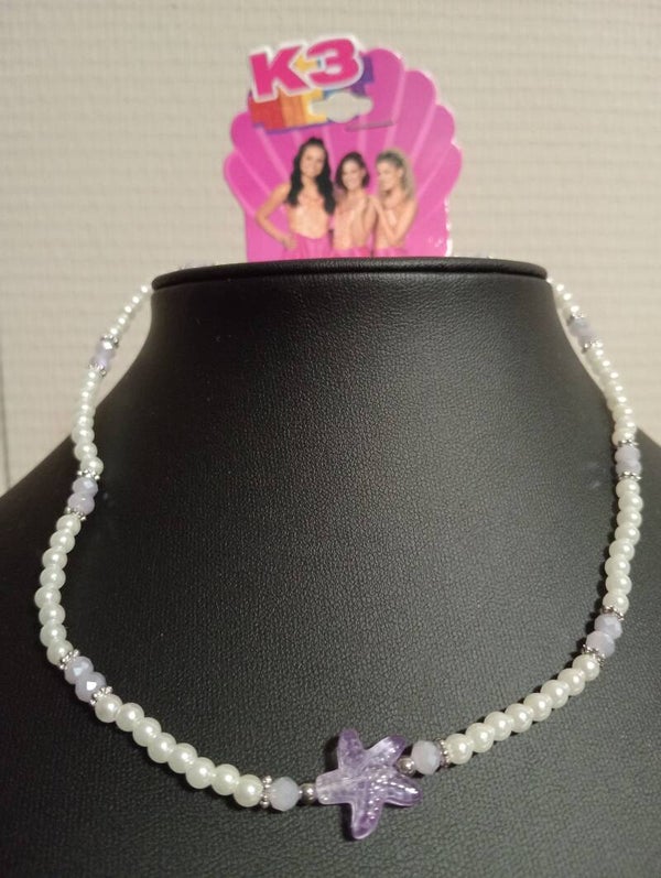 K3 Ketting met wit, paarse ster