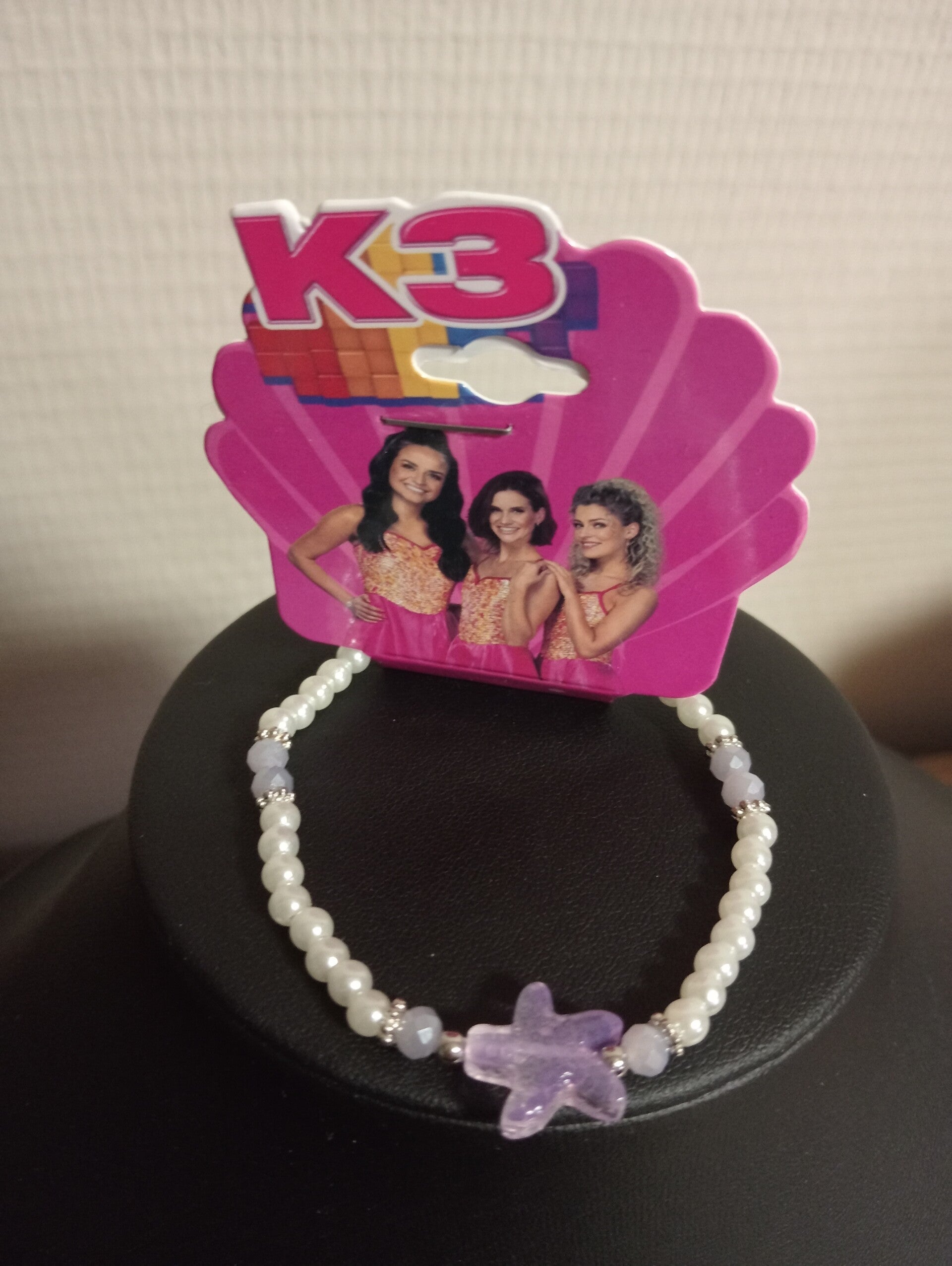 K3 Armband Wit met Paarse Ster