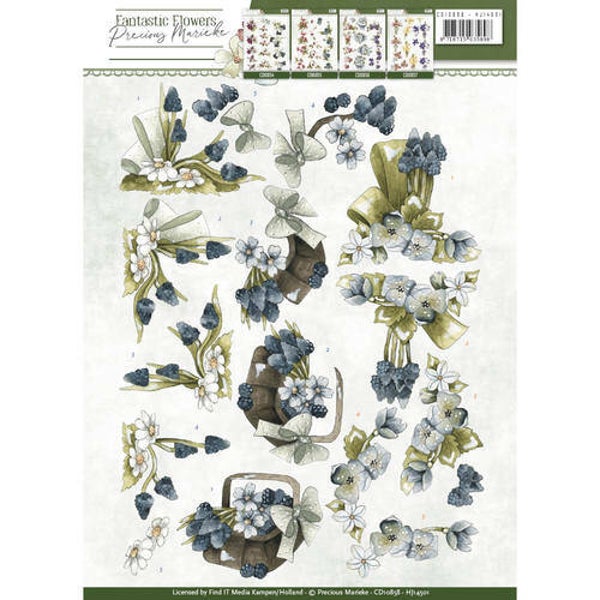 3D Knipvel - Precious Marieke - Fantastic Flowers - Blue Grapes