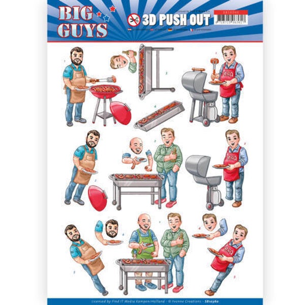 3D pushout - Yvonne Creations- Big Guys - Backyard BBQ  3D div. 