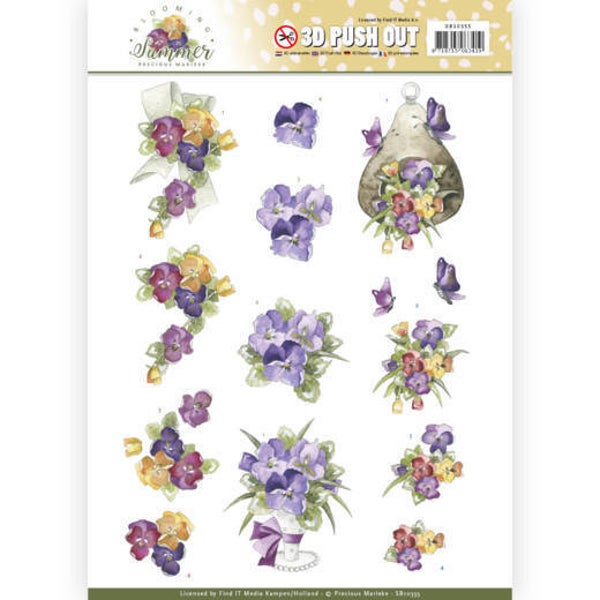 3D Pushout - Precious Marieke - Blooming Summer - Summer Pansies 