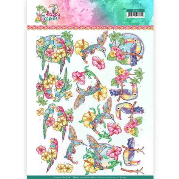 3D Knipvel - Yvonne Creations - Exotic Birds 