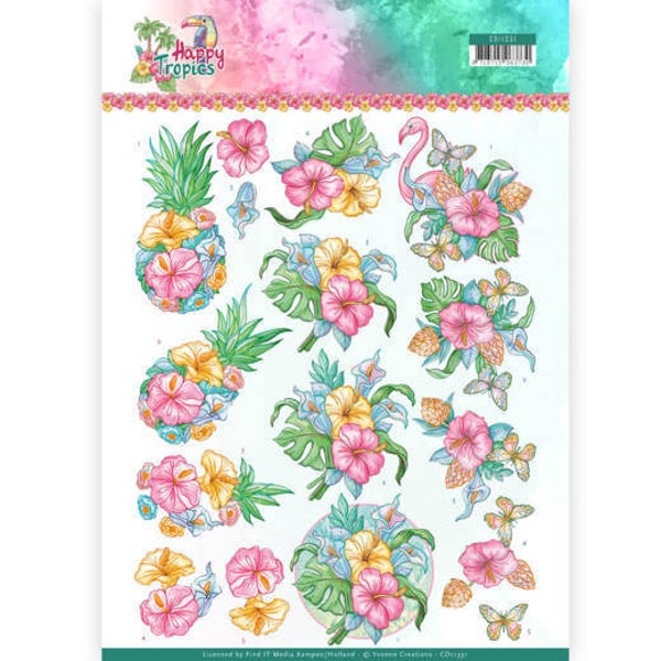 3D Knipvel - Yvonne Creations - Tropical Flowers 