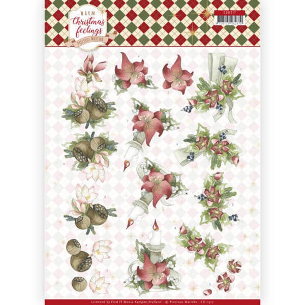 3D Knipvel - Precious Marieke - Warm Christmas Feelings - Red Center Pieces