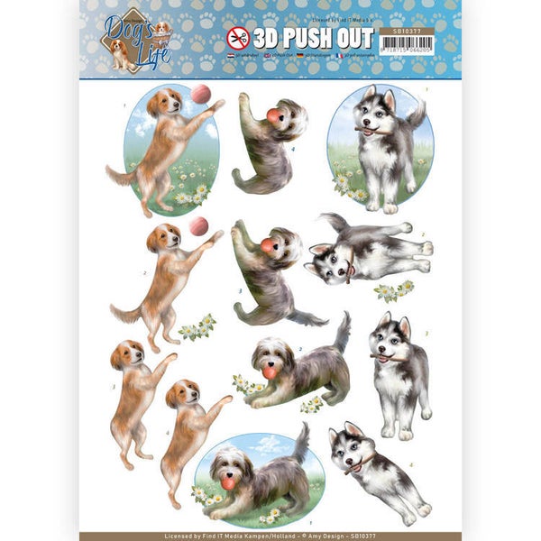 3D Pushout - Amy Design - Dog's Life - Playing Dogs  Amy Design  SB10377