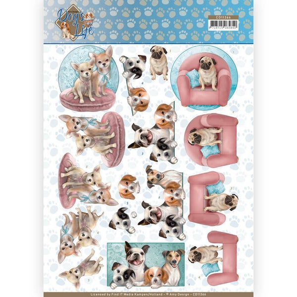 3D Knipvel - Amy Design - Dogs Life - All kind of Dogs  Amy Design  CD11366