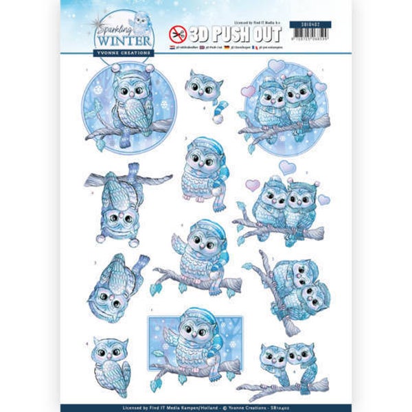 3D Pushout - Yvonne Creations - Sparkling Winter - Winter Owls 