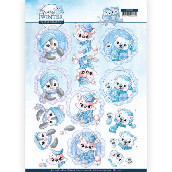3D Knipvel - Yvonne Creations - Sparkling Winter - Winter Friends 