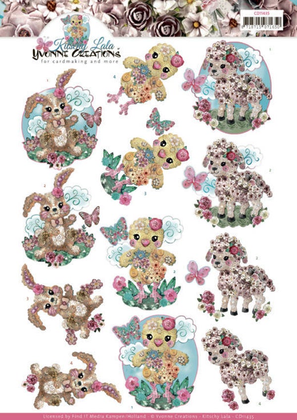 3D cutting sheet - Yvonne Creations - Kitschy Lala - Kitschy Baby Animals 