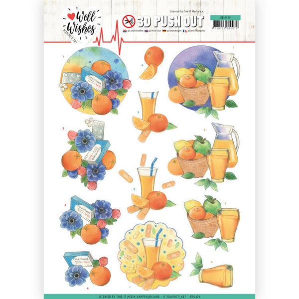 3D Pushout - Jeanine's Art - Well Wishes - Pills and Vitamins 