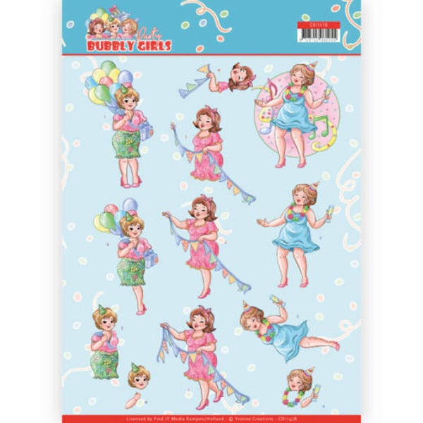 3D cutting sheet - Yvonne Creations - Bubbly Girls - Party - Party Time 