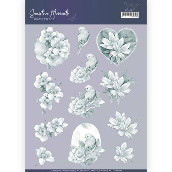 D Cutting Sheet - Jeanine's Art - Sensitive Moments - Grey Rose