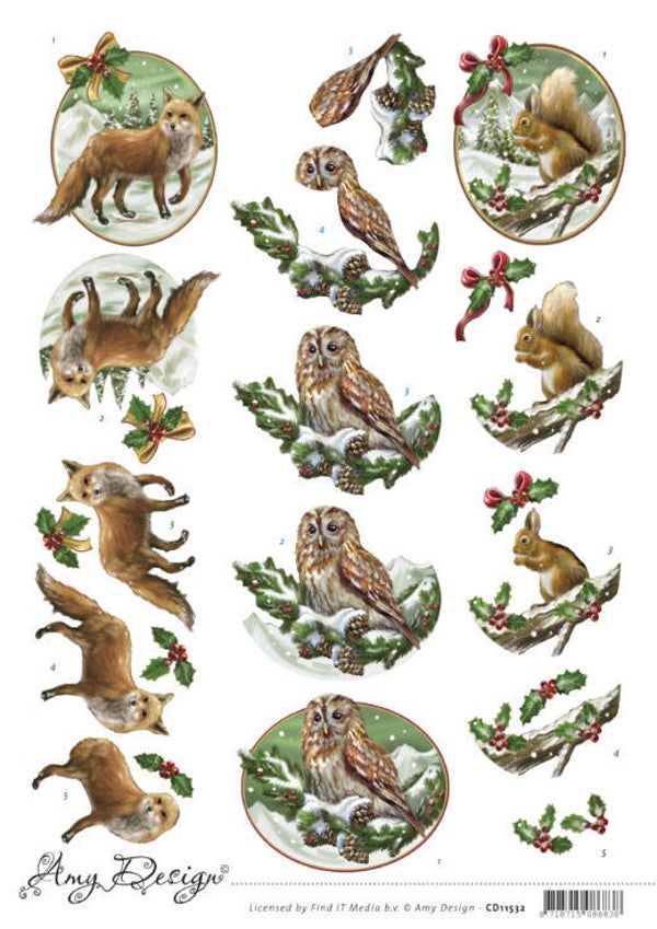 3D Cutting Sheet - Amy Design - Christmas Animals