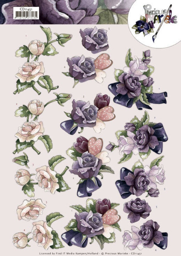 3D Cutting Sheet - Precious Marieke - Pink Roses