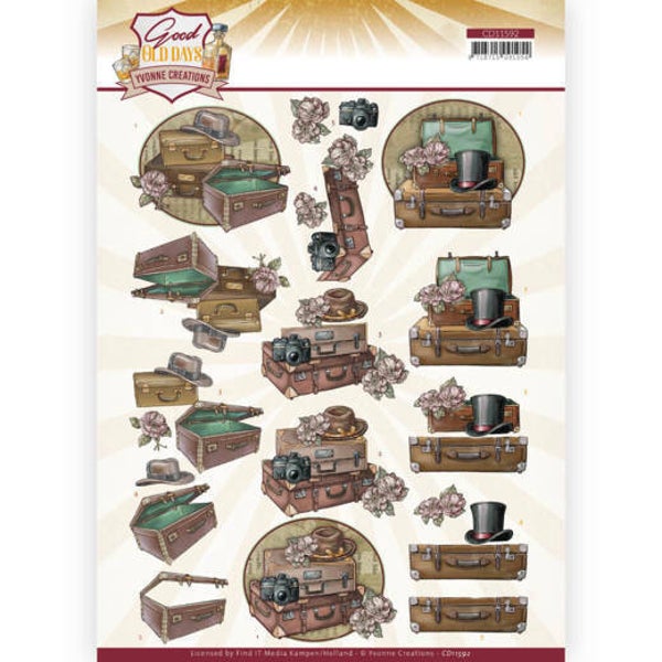 3D cutting sheet - Yvonne Creations - Good old day's - Suitcase