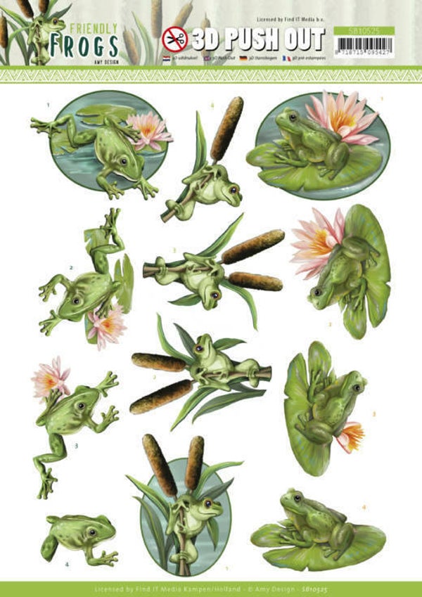 3D Push Out - Amy Design - Friendly Frogs - Pond Frogs