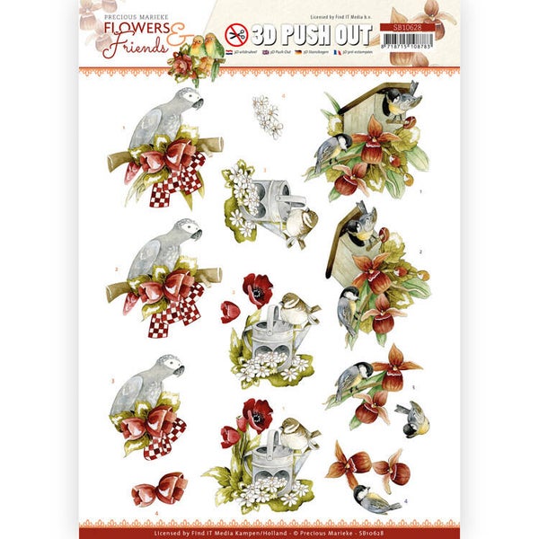 3D Push Out - Precious Marieke - Flowers and Friends - Red Flowers