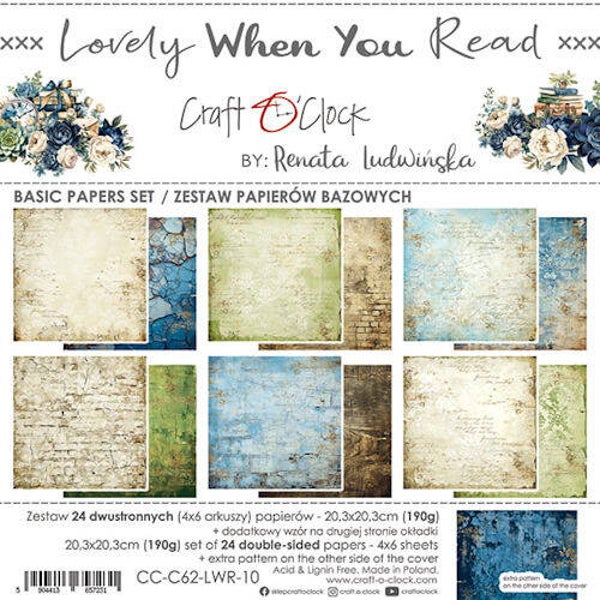 Craft O Clock Set of Basic Papers 20x20 cm Lovely when you read lwr10
