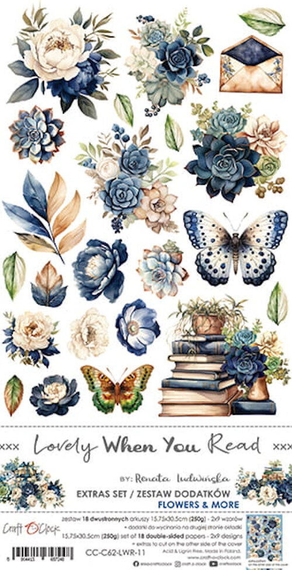 Craft O Clock Extras Set Lovely when you read 15x30 cm Flowers & More lwr11