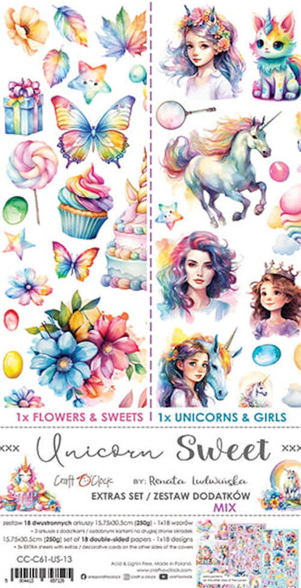 Craft O Clock Extras Set Unicorn Sweet 15x30 cm Mix us12