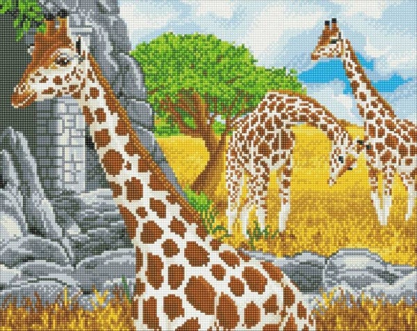 CAK-A125L: "GRAZING GIRAFFES" 40X50CM CRYSTAL ART KIT