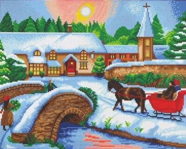 Crystal Art Kit Winter Village (40×50cm/full)