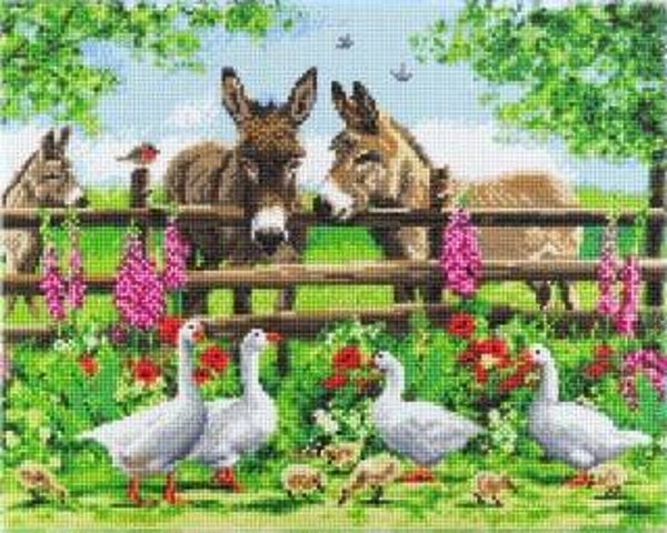 Crystal Art Kit ® Farmyard Family (40x50cm/full)