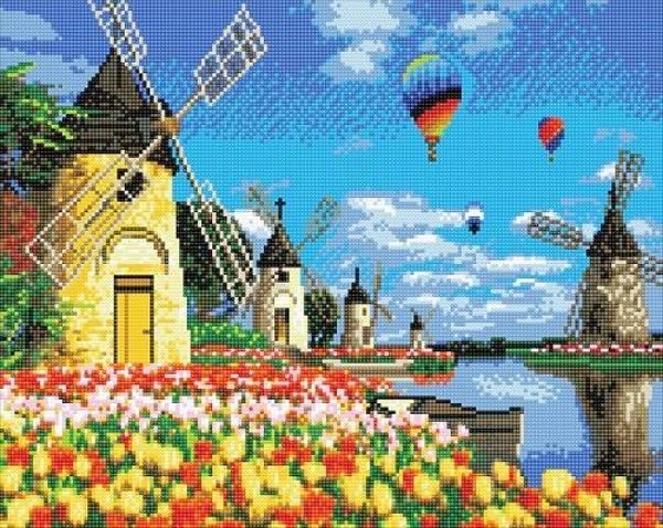 Crystal Art Kit Windmills & Tulips 40x50 cm full square