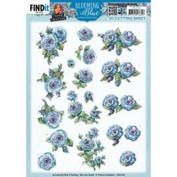 3D Cutting Sheets - Yvonne Creations - Blooming Blue - Rosehip CD12134