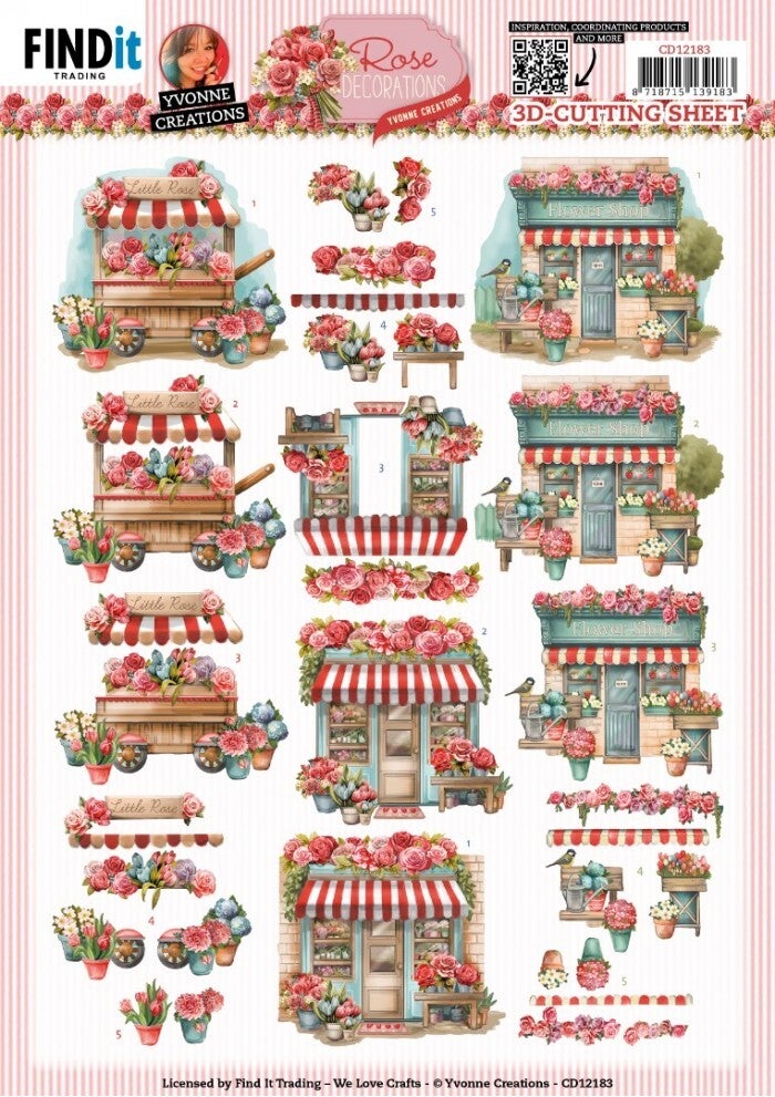 3D Push Out - Yvonne Creations - Rose Decorations - Rose Shopping