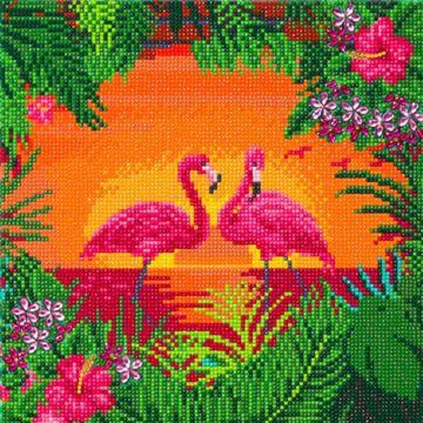 CAK-A117M: Fancy Flamingos, 30x30cm Crystal Art Kit