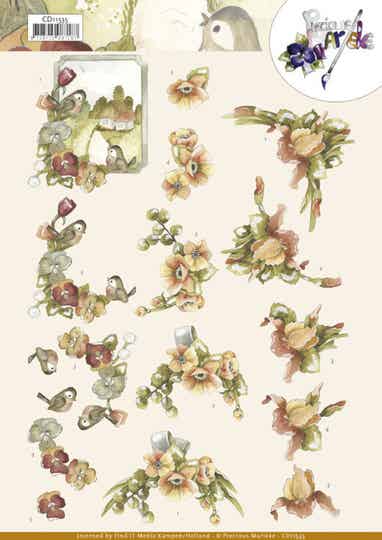 3D Cutting Sheet - Precious Marieke - Flowers in soft orange