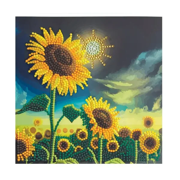 KRISTALLEN KUNSTKAART "SOULVOLLE ZONNEBLOEM".