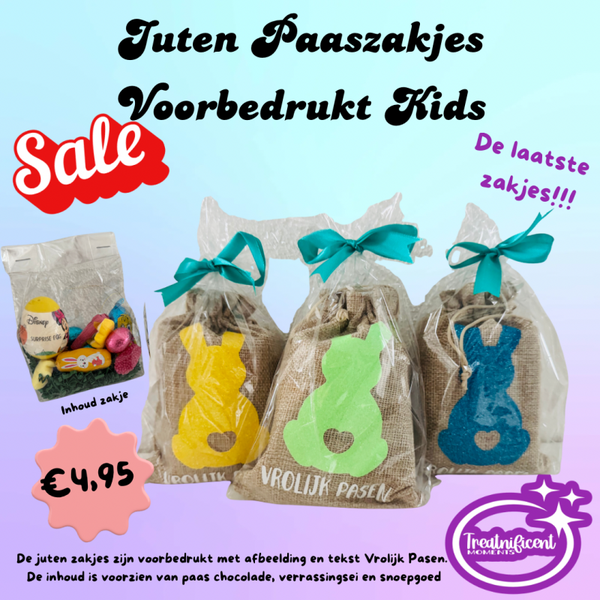 Voorbedrukte Juten Paaszakje