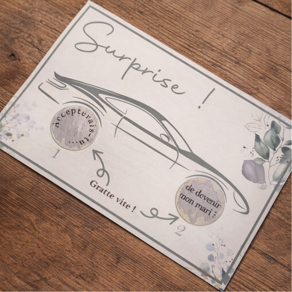 Carte à gratter – Annonce surprise