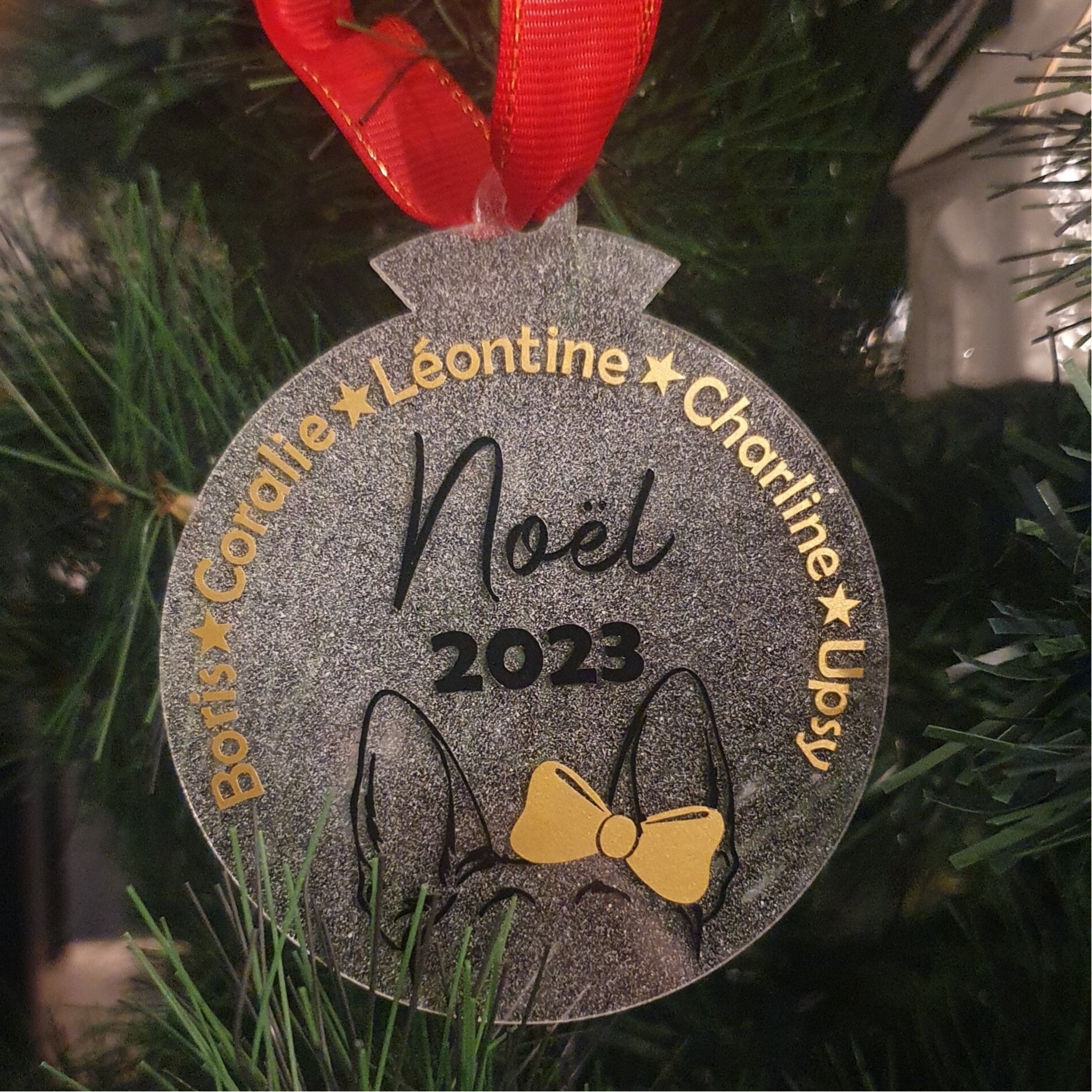 Boule de Noël "Famille" (Bois ou Plexi)