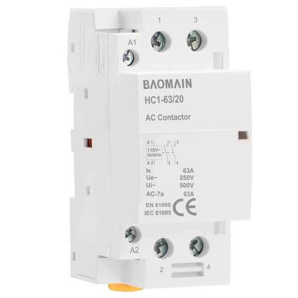 Baomain Contactor de CA HC1-63/20 110V 63A 2 Polo 2NO