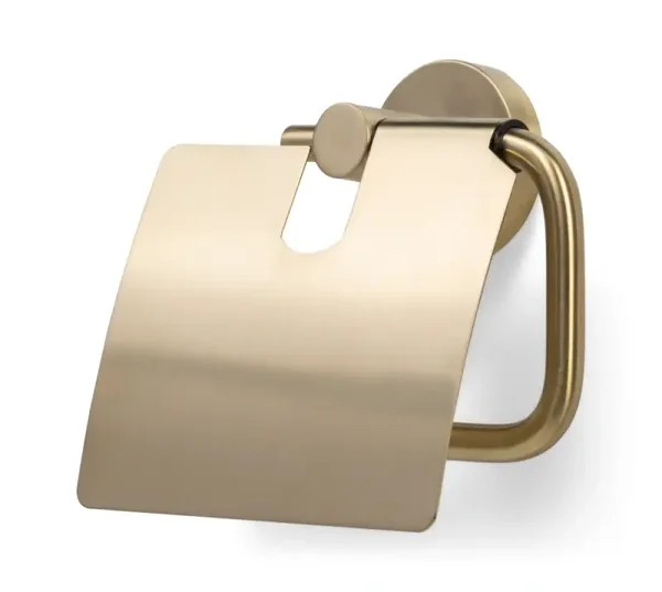 Blue Label Vida toiletrolhouder met klep, geborsteld goud