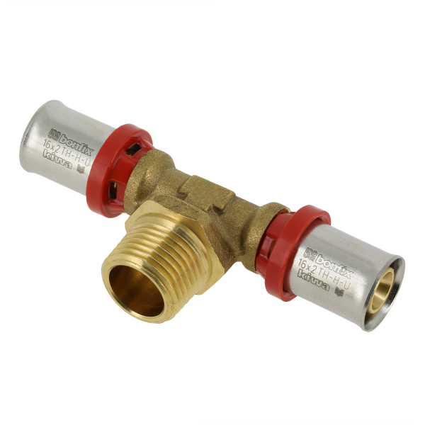 BONFIX Alu-pers messing perskoppeling T-stuk 16 x 1/2 x 16