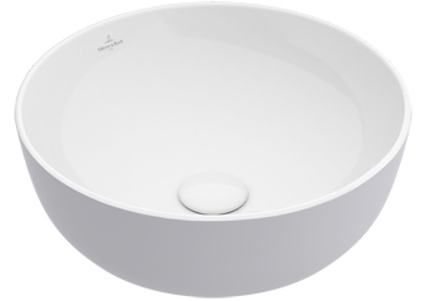 Villeroy & Boch Artis opzetwastafel rond  Delen Ø43x12.5cm | z. kraangat z. overloop z. plug | wit