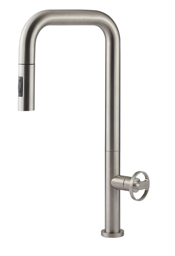 Plieger Napoli 1-Gats Keukenkraan V. Buiten M. Hoge Uittrekbare Uitloop Delen RVS