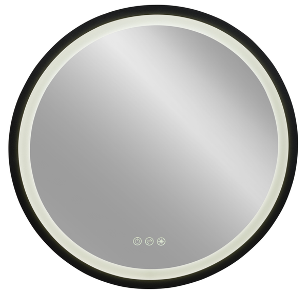 Plieger Nero Round spiegel rond LED met touch   100cm | m. zwarte lijst