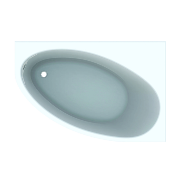 Geberit Renova kunststof bad acryl asymmetrisch m. uitgang links   150x100x46cm | z. poten | wit | 657340000