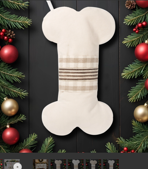 2025 New Canvas Dog Bone Shape Christmas Stocking
