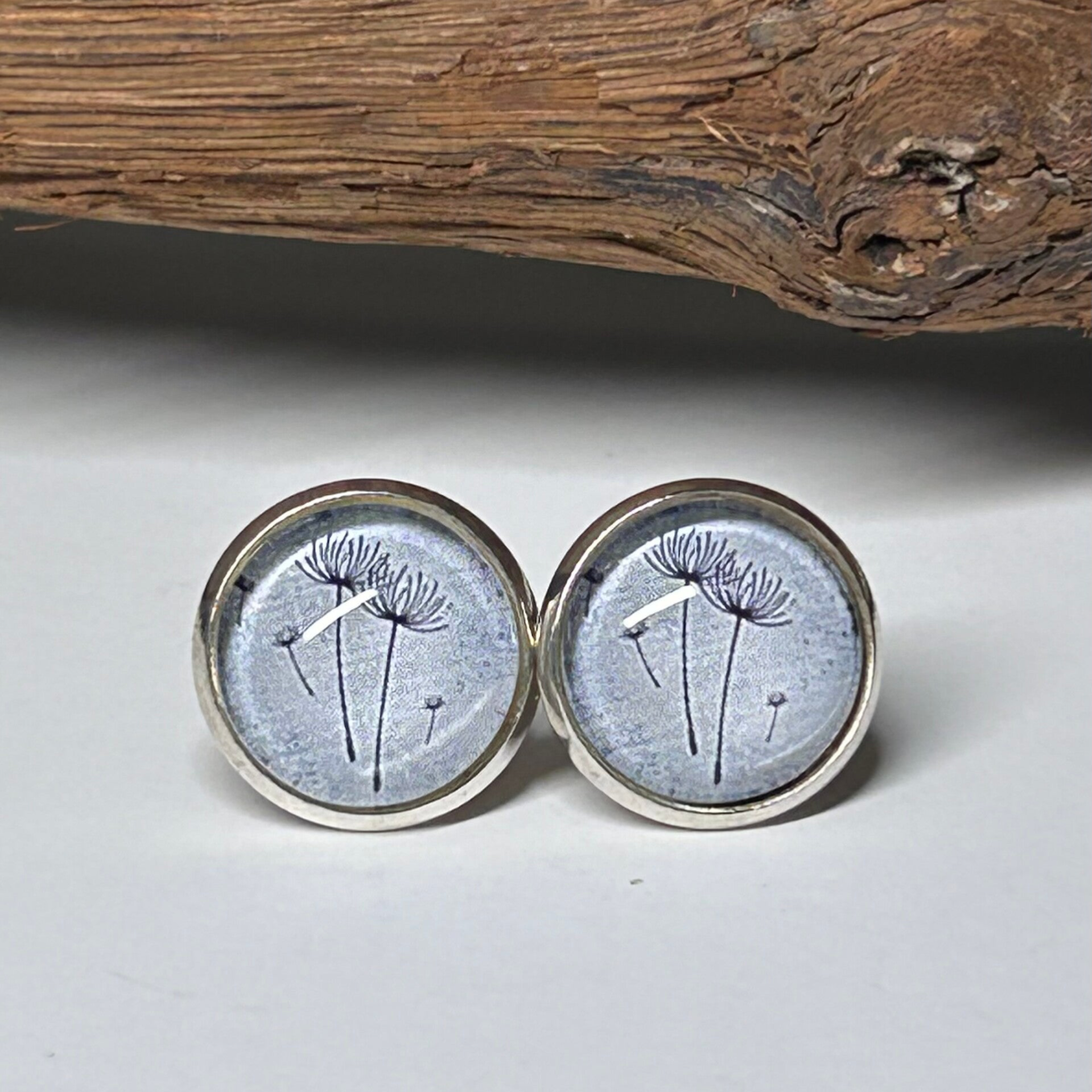 12mm Silber Ohrstecker Pusteblume