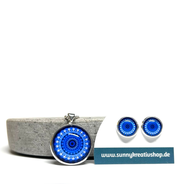 Schmuckserie Mandala Blau/Hellblau